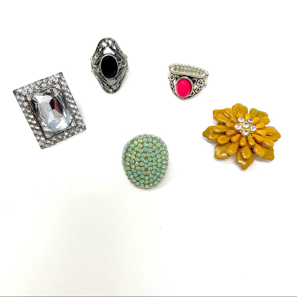 Vintage Stretchy Back Beaded Rings 5